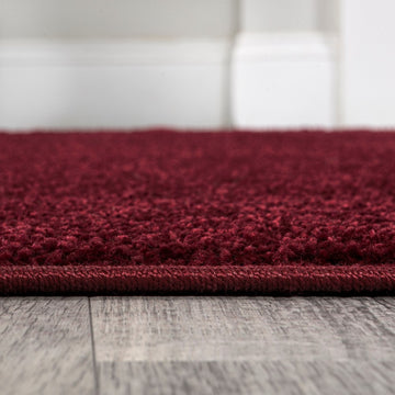Haze Solid Low-pile Area Rug Dark Red